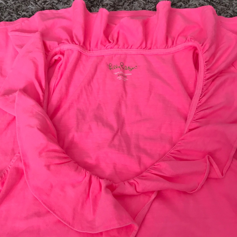 Lily Pulitzer Neon Pink Ruffle Top